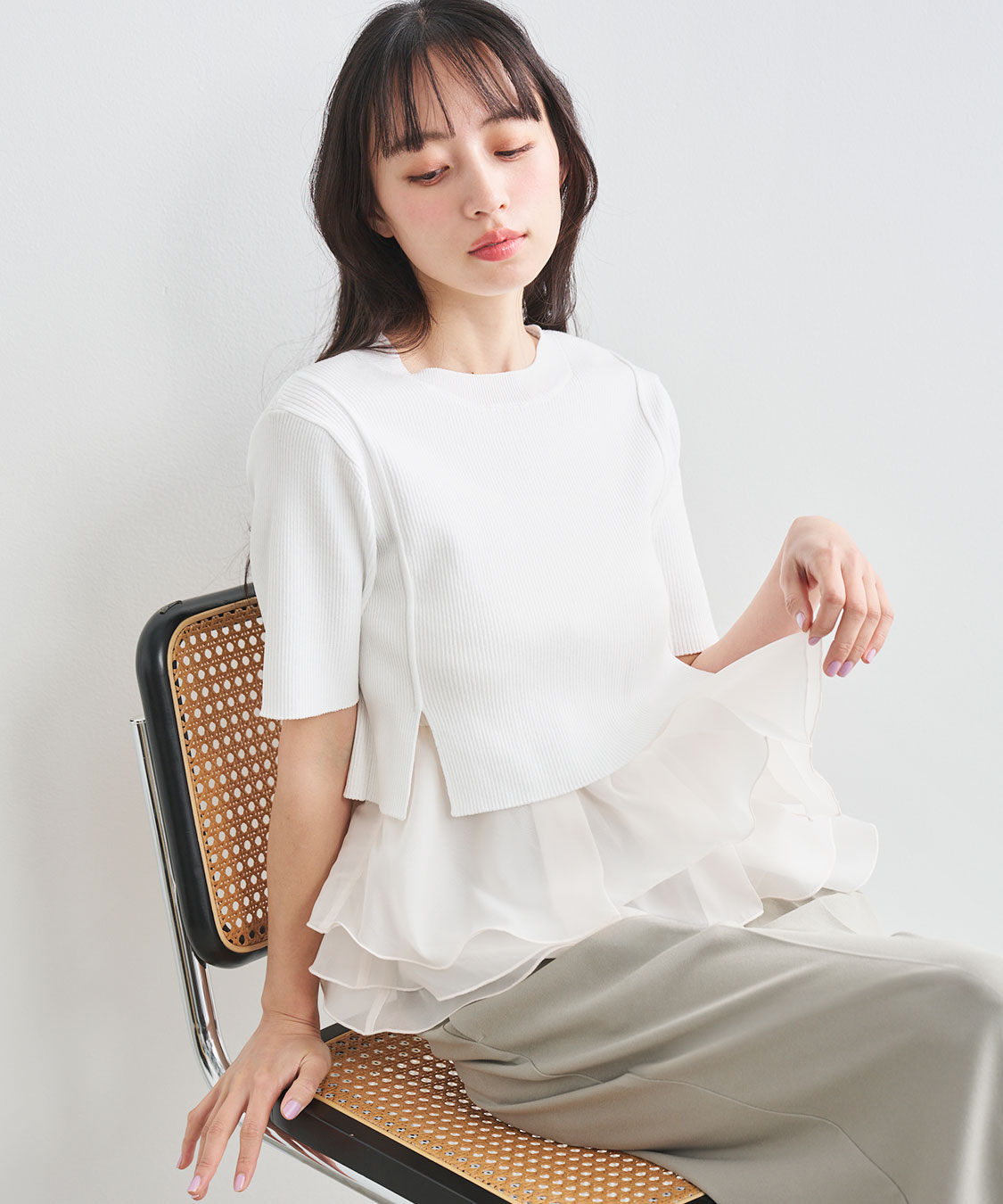 愛され名品】ペプラムブラウスセットニット｜PETAL ONLINE（ペタル