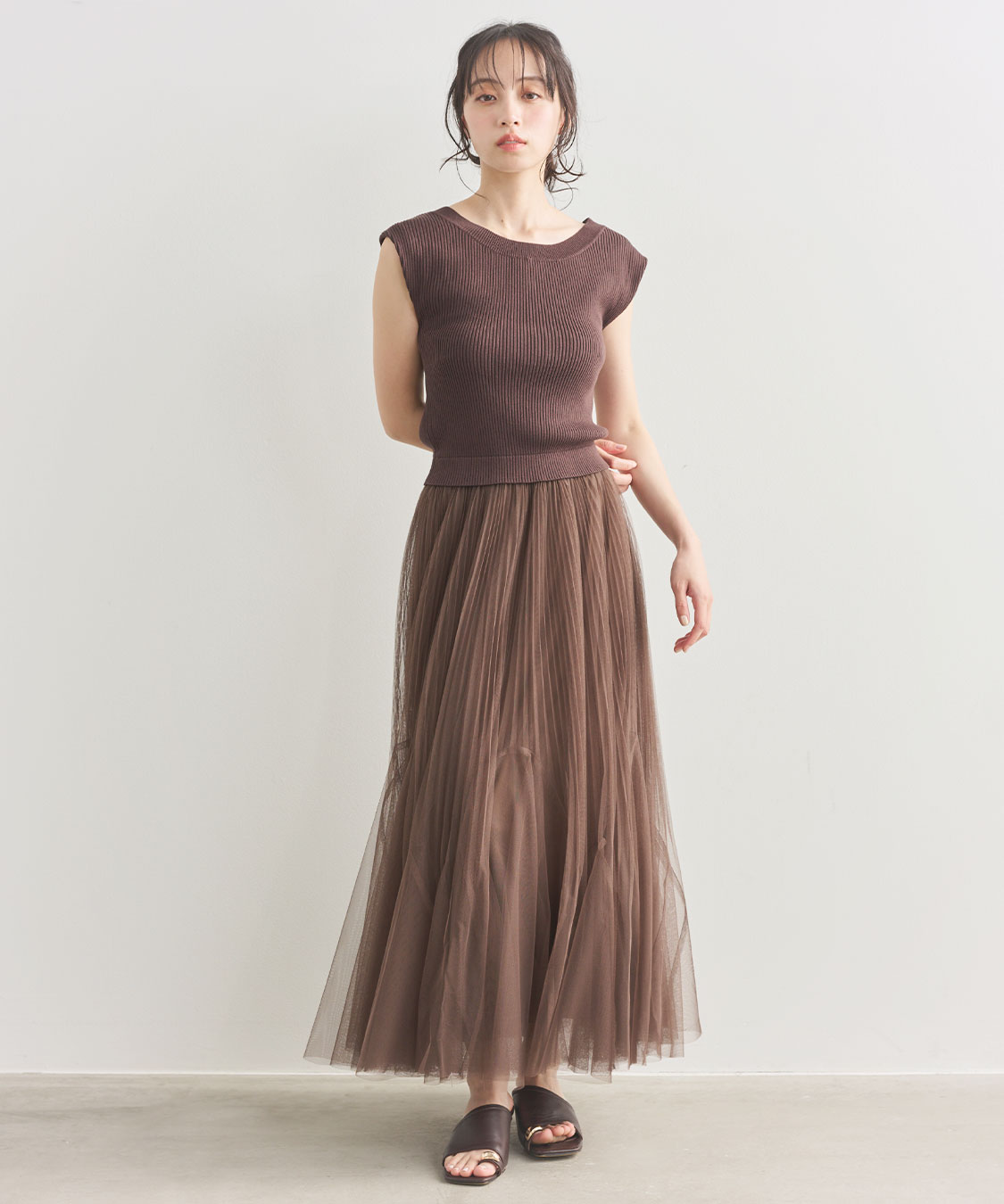 美品✨ ココディール　チュール　プリーツ　ニット　ドッキングワンピース23 チュールニットドッキングワンピース｜PETAL ONLINE（ペタルオンライン）