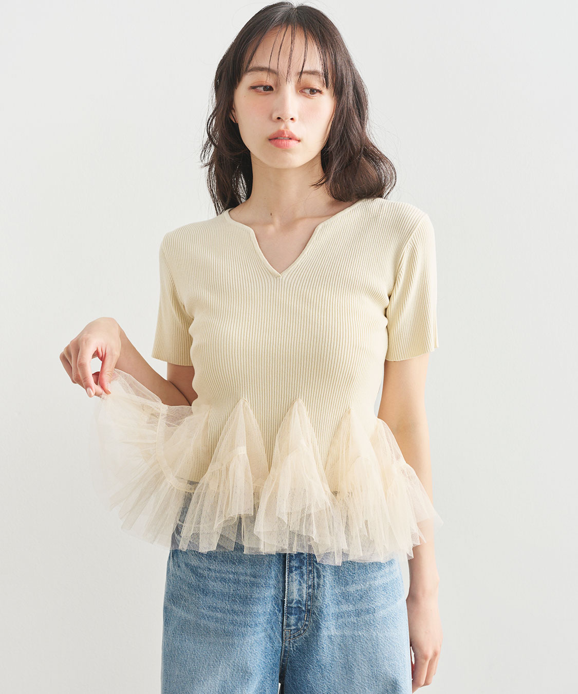 ニットドッキングチュールペプラムトップス｜PETAL ONLINE（ペタル