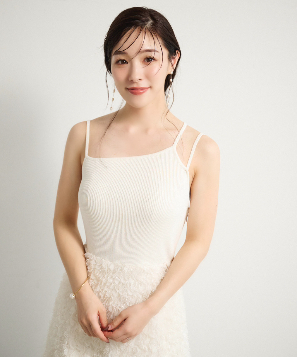 Aimeine デザインニットドッキングワンピース