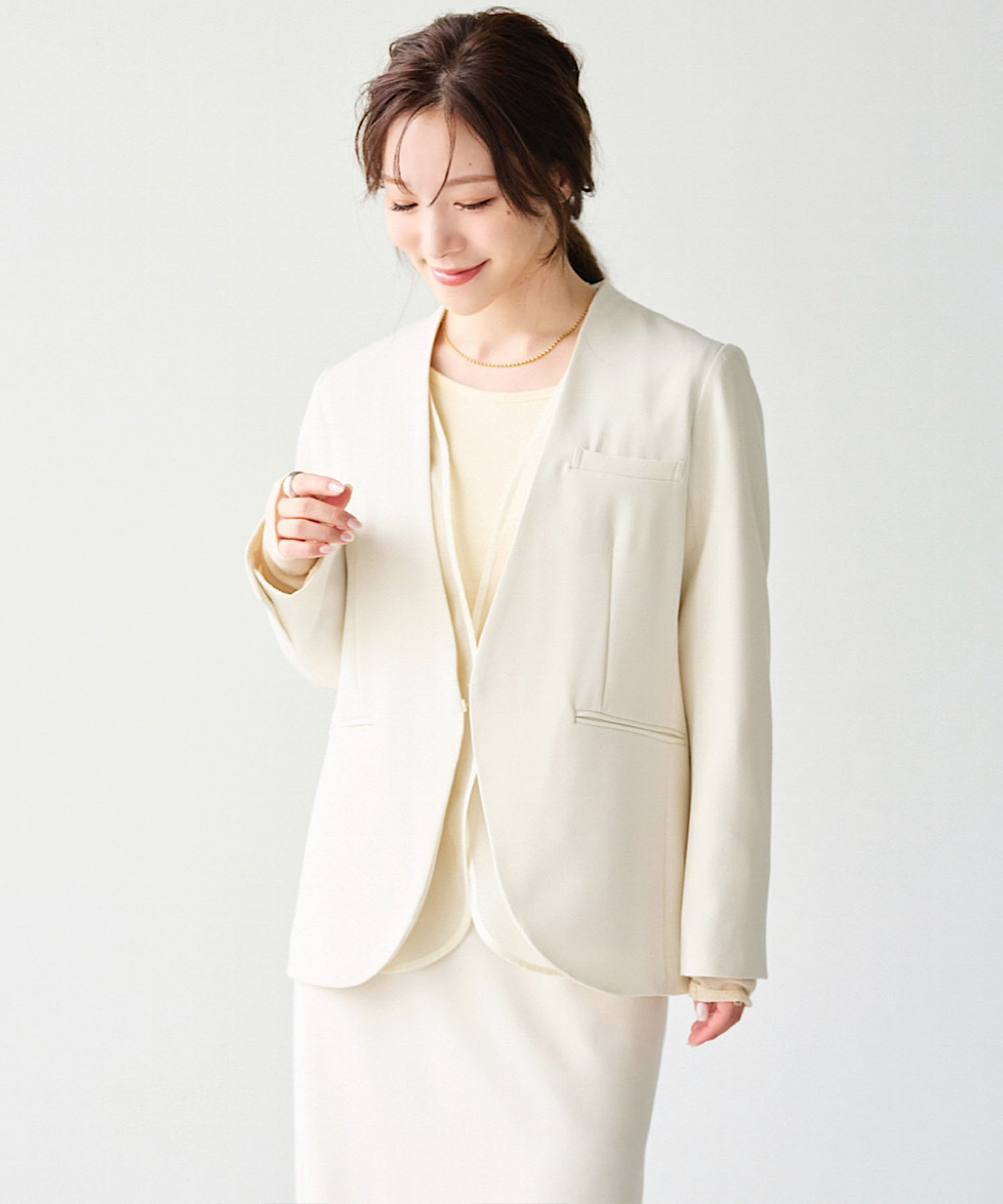 【新品同様】Aimeine エメイン　シアードッキングノーカラージャケット 56.jpg