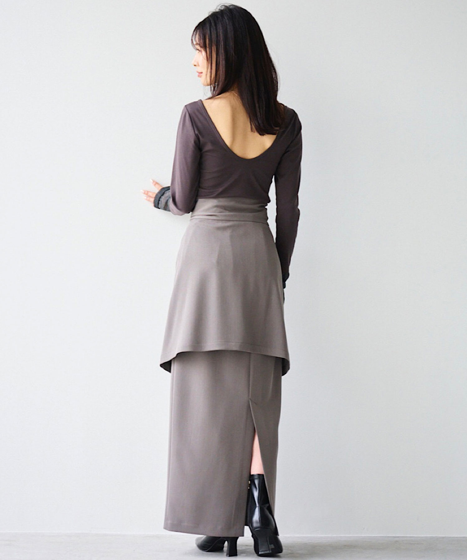 Aimeinエメイン　シアーニットスリーブバックオープントップス シアーニットスリーブバックオープントップス｜PETAL ONLINE