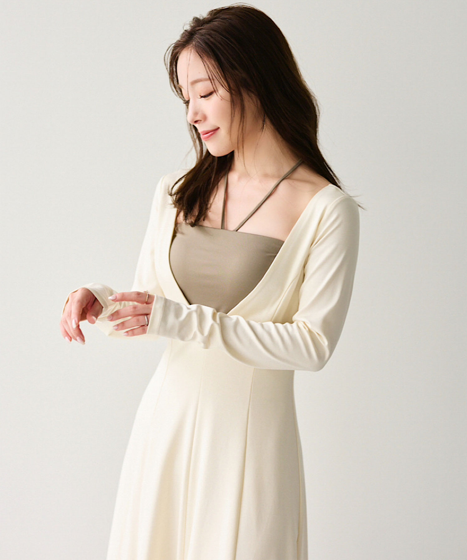 エメイン　ワンピース ウエストシェイプストレッチレイヤードワンピース｜PETAL ONLINE