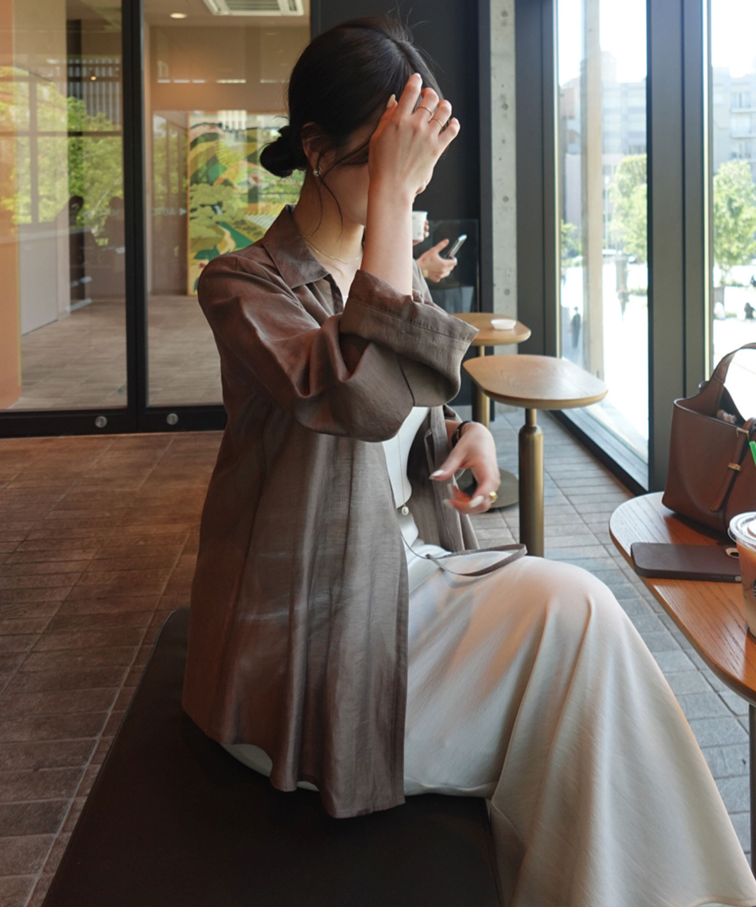 Aimeine シアーリネンワイドスリーブシャツ フリーサイズ ブラウン シアーリネンワイドスリーブシャツ｜PETAL ONLINE（ペタル