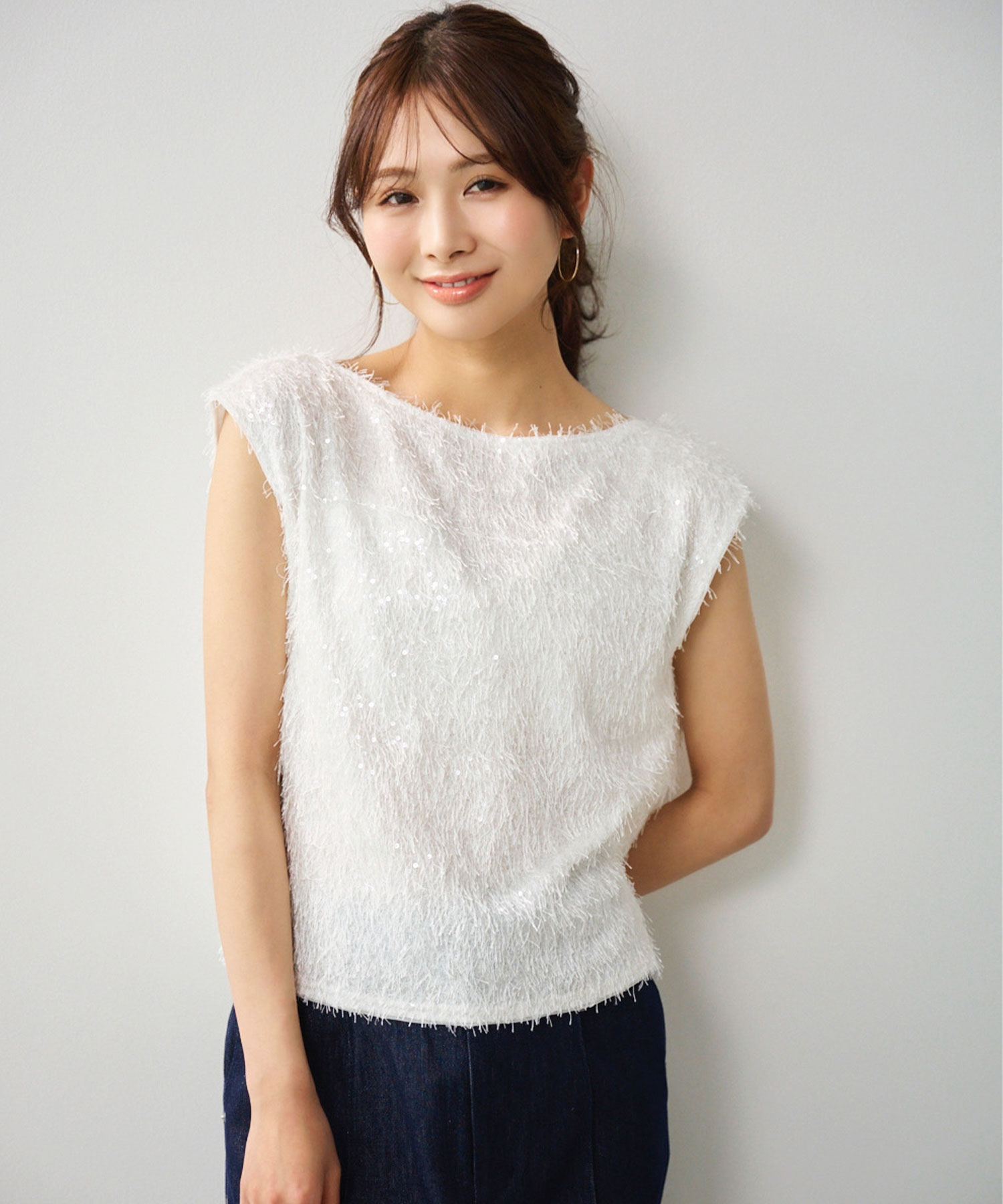 ブラウス シャツ スパンコールチュールトップ レディース Heather ブラウス シャツ スパンコールシャツ（半袖） 130775