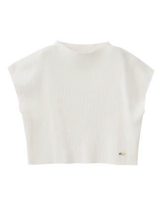 Aimeine エメインシルク混コンパクトリブニット ネイビー