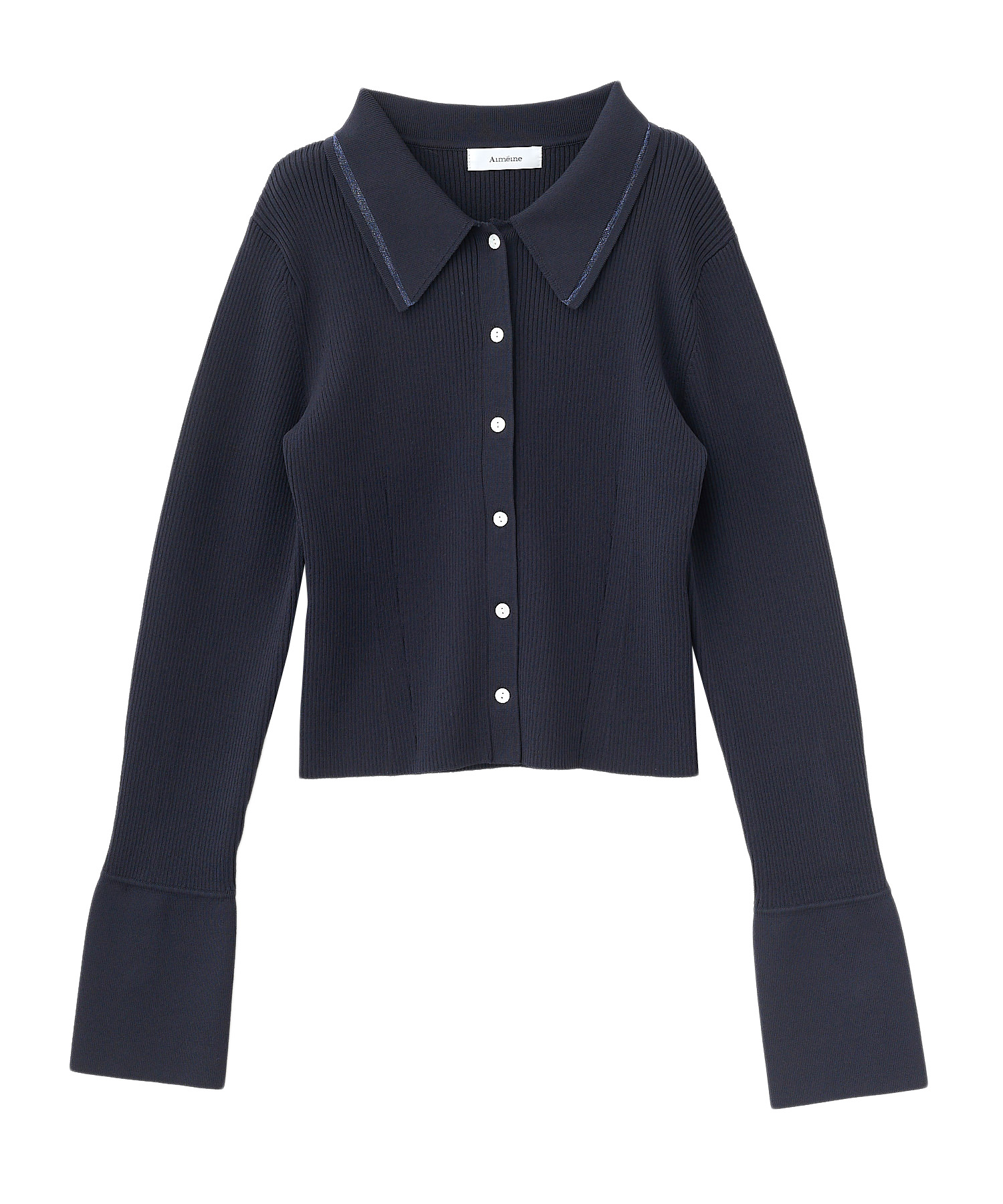 Aimeine エメイン シアーライン ポロ ニット ブラウン 現行 シアー