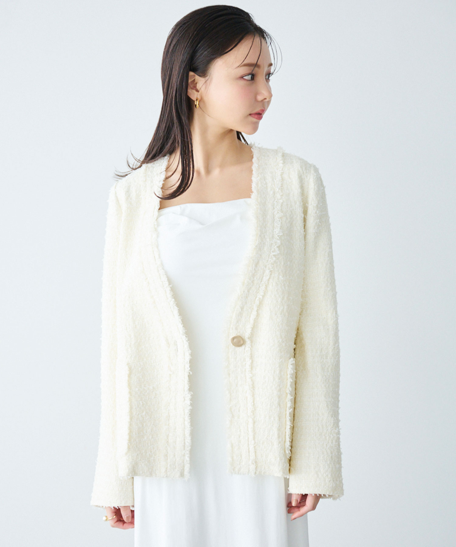 ノーカラーツイードジャケット｜PETAL ONLINE（ペタルオンライン）