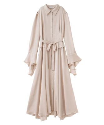 カフスデザインアシンメトリーワンピース