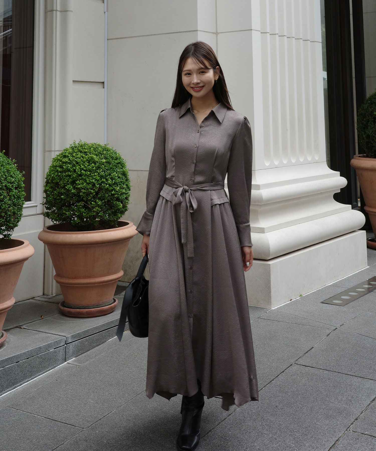 Aimeine カフスデザインアシンメトリーワンピース カフスデザインアシンメトリーワンピース｜PETAL ONLINE（ペタル