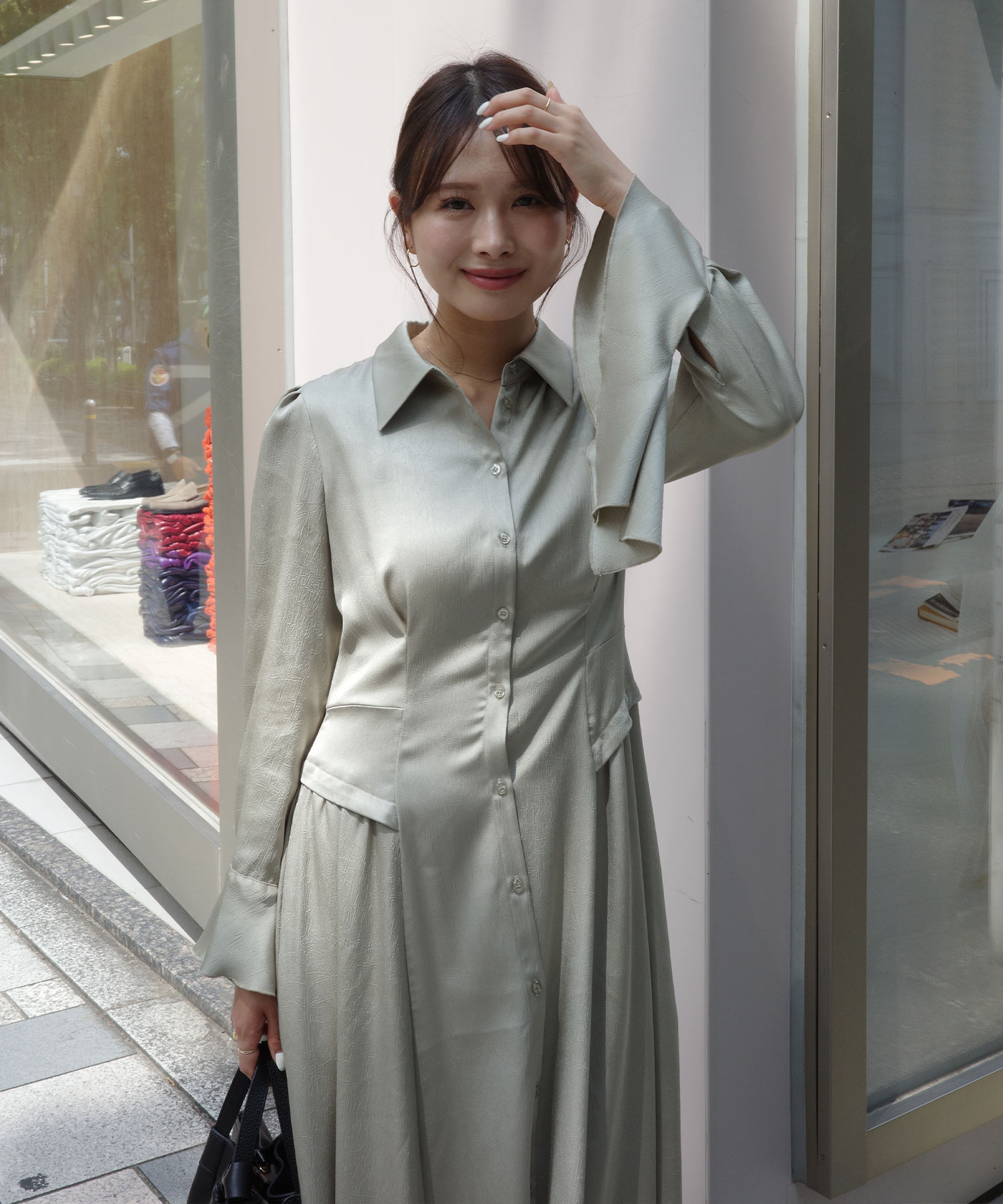 Aimeine カフスデザインアシンメトリーワンピース カフスデザインアシンメトリーワンピース｜PETAL ONLINE（ペタル