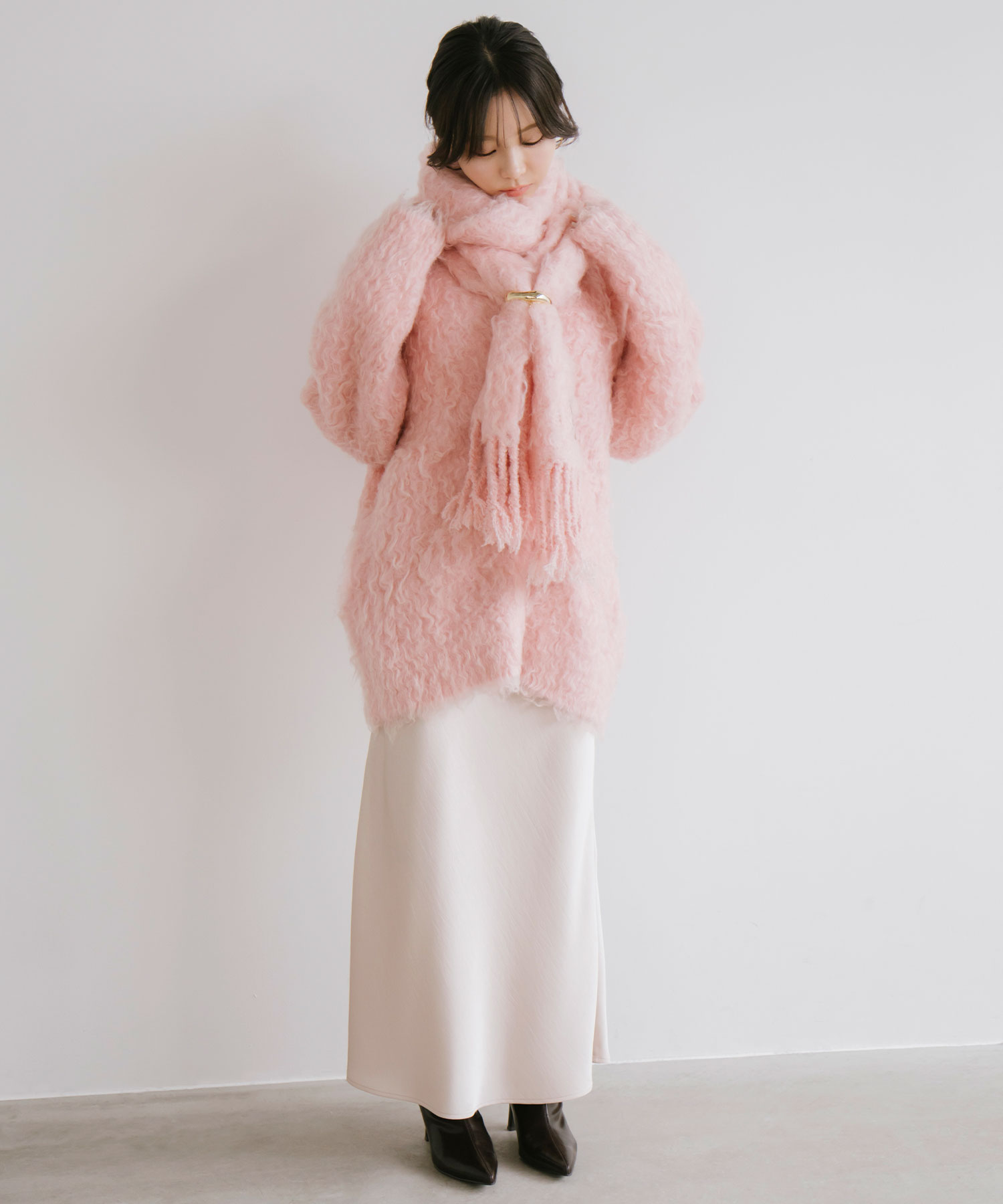 新品・タグ付き＊Aimeine シルク混コンパクトリブニット(ピンク) 新品・タグ付き＊Aimeine シルク混コンパクトリブニット(ピンク