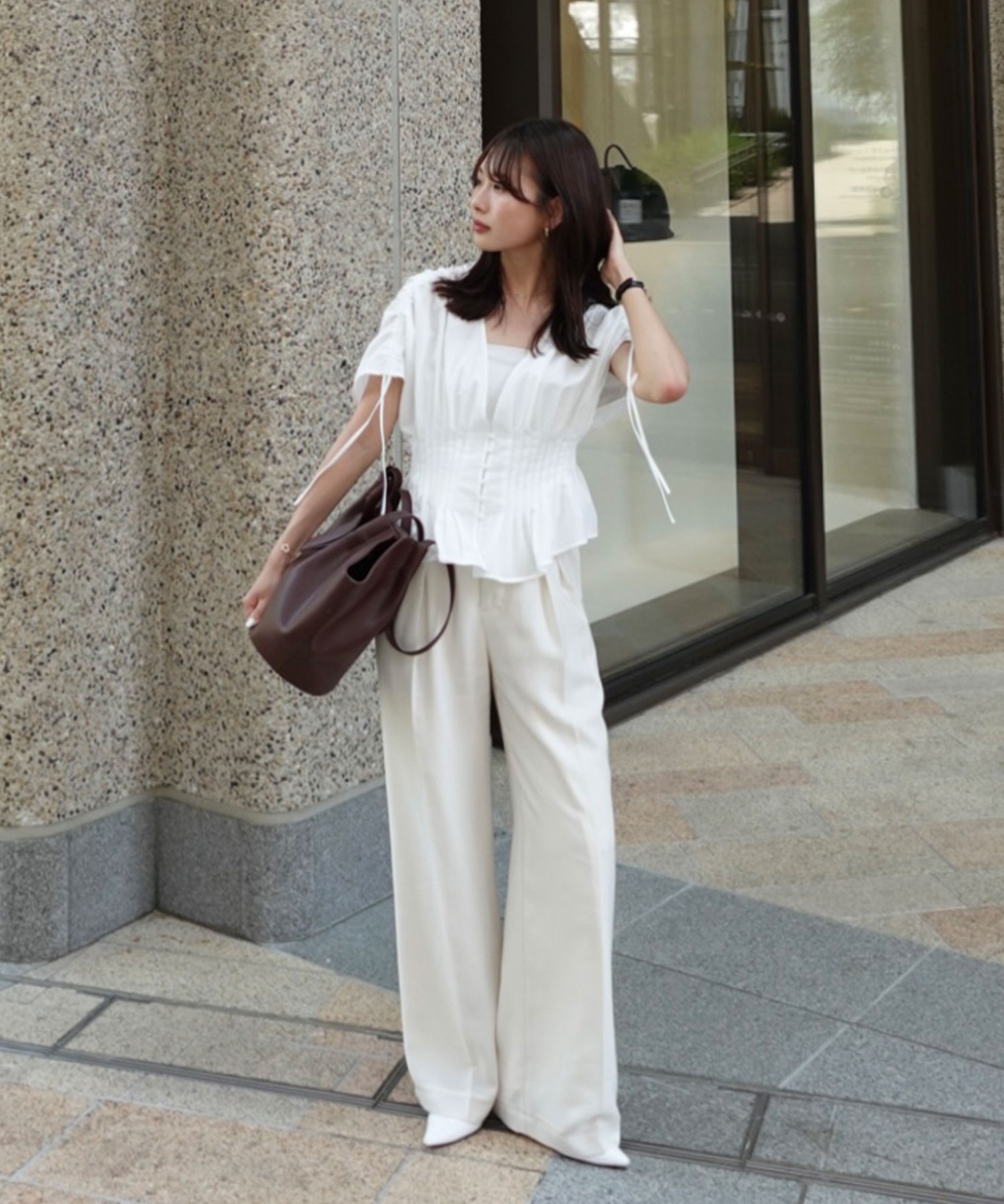 Aimeine エメイン ウエストタックブラウス トップス ウエストタック