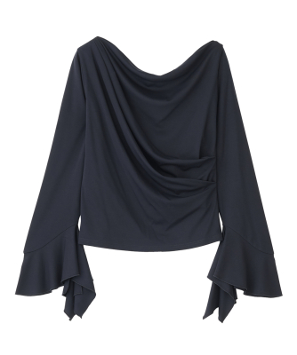 Aimeine ドレープネックカフススリーブブラウス ドレープネックカフススリーブトップス｜PETAL ONLINE（ペタルオンライン）