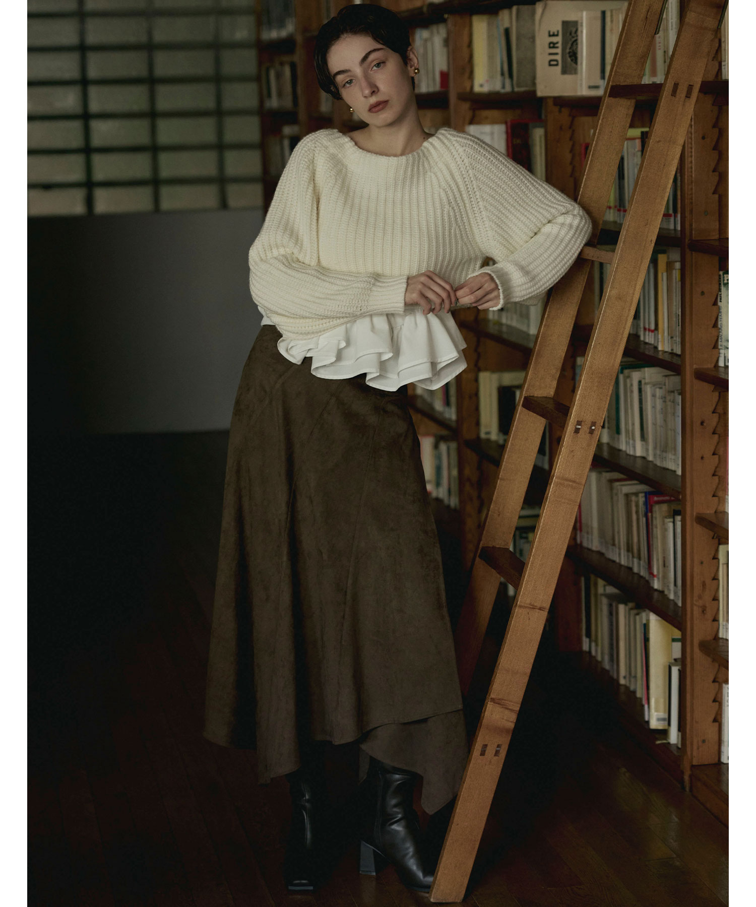 ローゲージニット×フリルキャミレイヤードトップス｜PETAL ONLINE