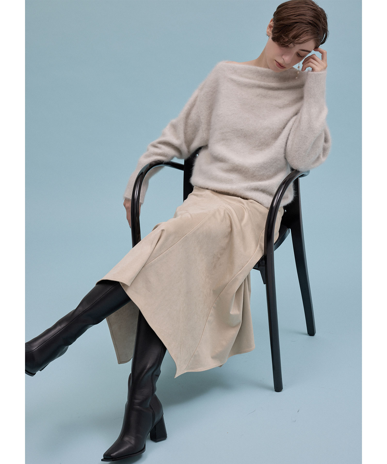 みる　aimeine モヘアニット　ブルー mohair knit pullover（blue）プルオーバーモヘアニット（ブルー