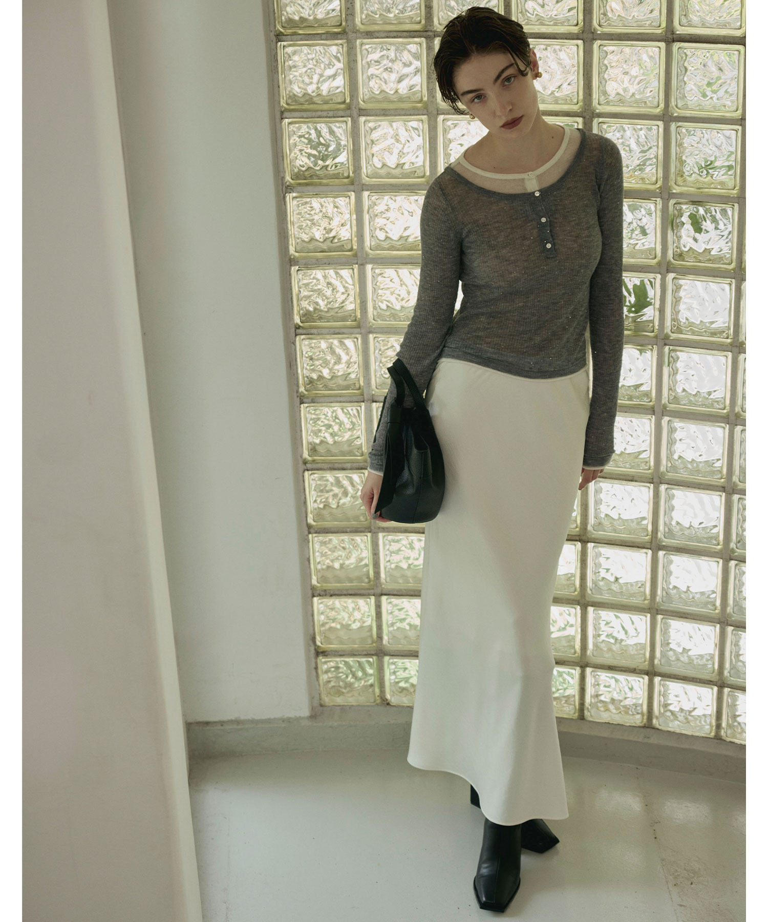 【即完売品】 Aimeine エメイン　スイビシアースパンコールニット　グレー スイビシアースパンコールニット｜PETAL ONLINE（ペタルオンライン）