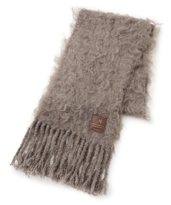 aimeine マフラー ブランドタグ付き ラッピング巾着セット】カシミヤブレンドパネルマフラー（ストール