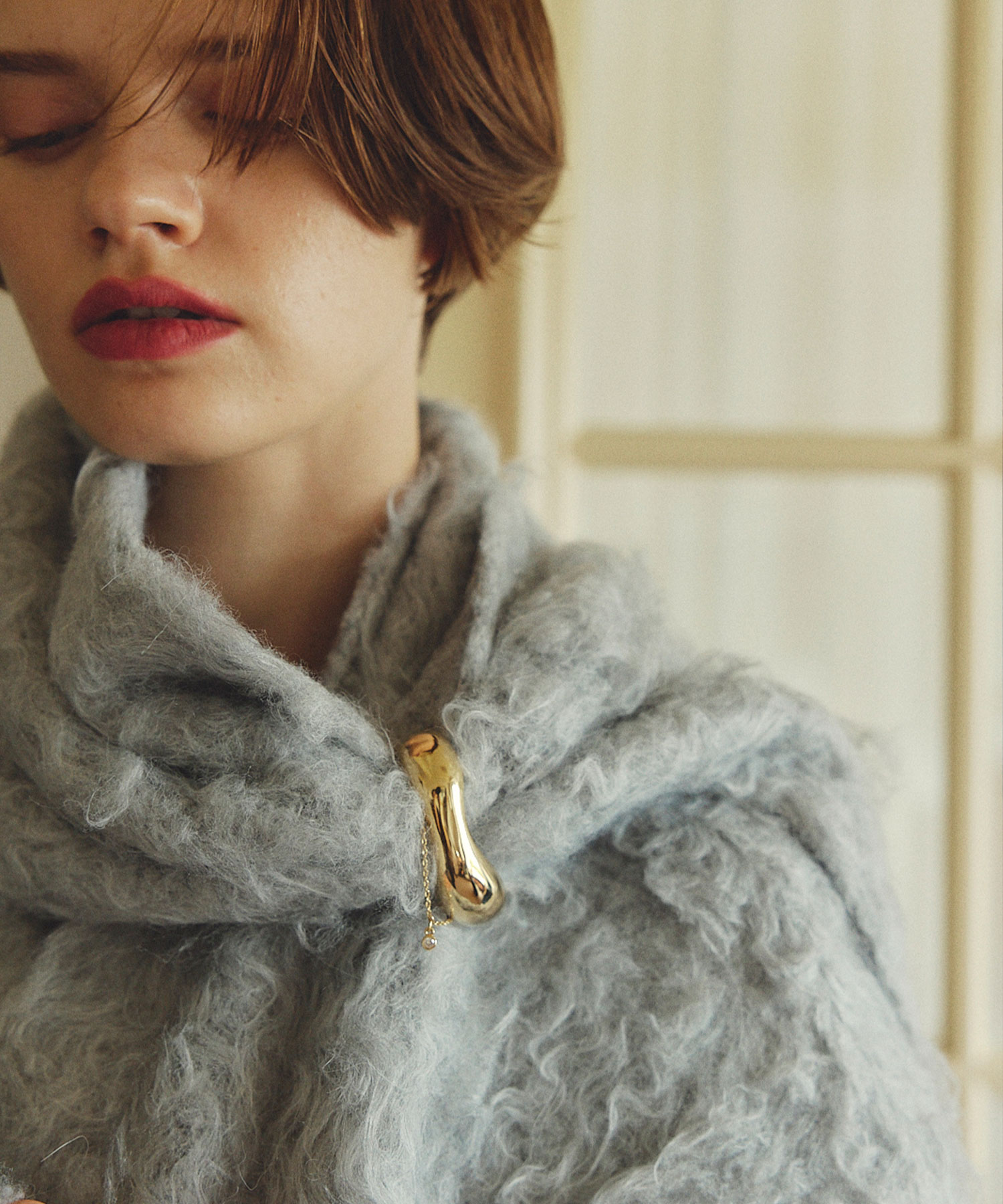 【早い者勝ち】 Aimeine シャギーモヘヤビッグマフラー　ブルー シャギーモヘヤビッグマフラー｜PETAL ONLINE（ペタルオンライン）