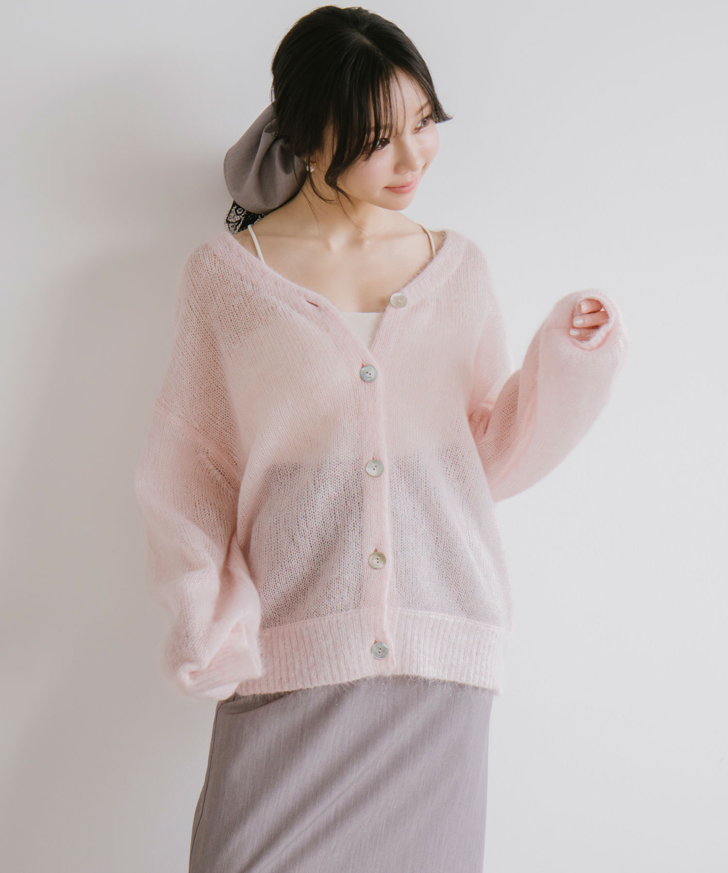 シアーモヘヤロゴ刺繍カーディガン｜PETAL ONLINE（ペタルオンライン）