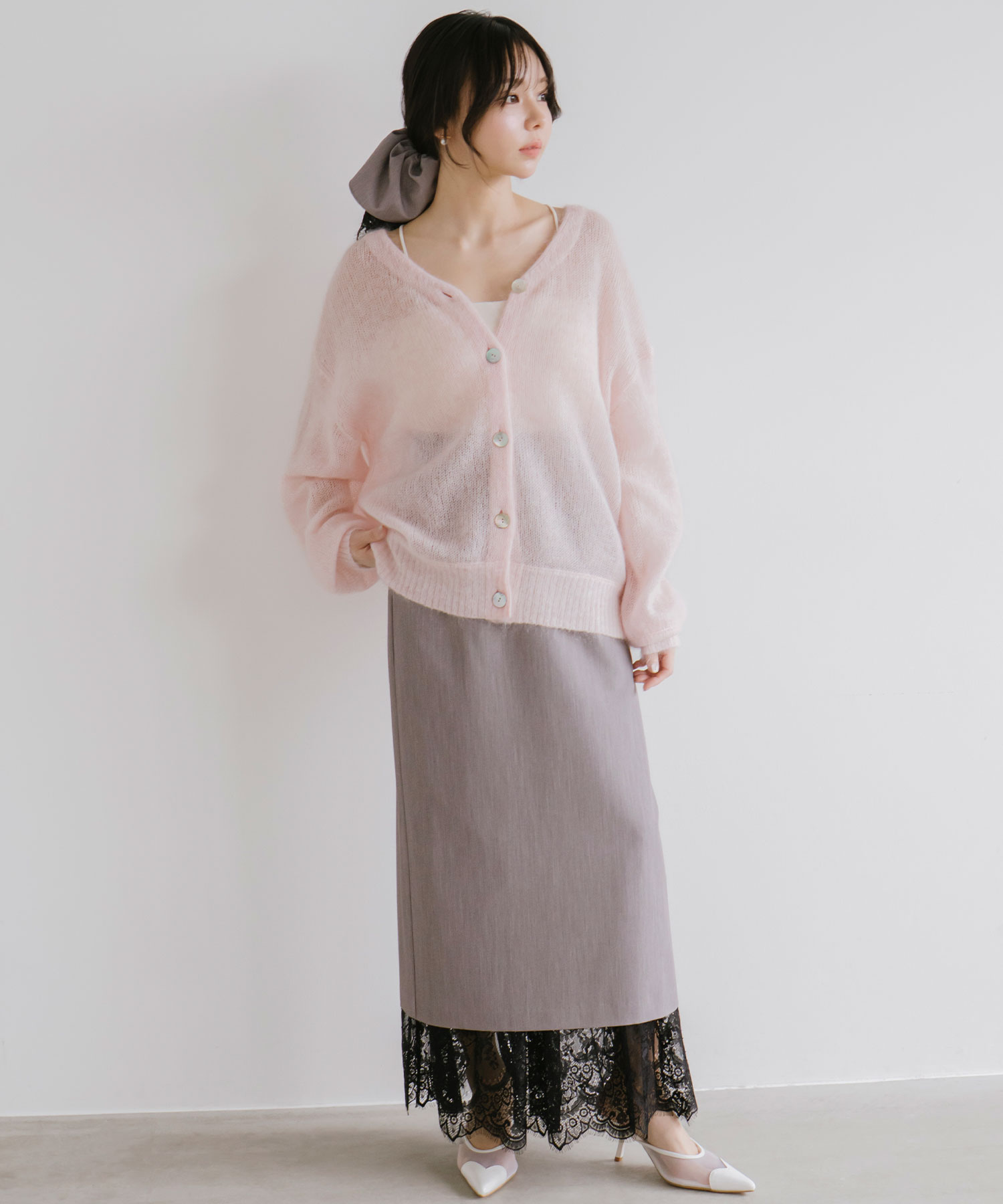 シアーモヘヤロゴ刺繍カーディガン｜PETAL ONLINE（ペタルオンライン）