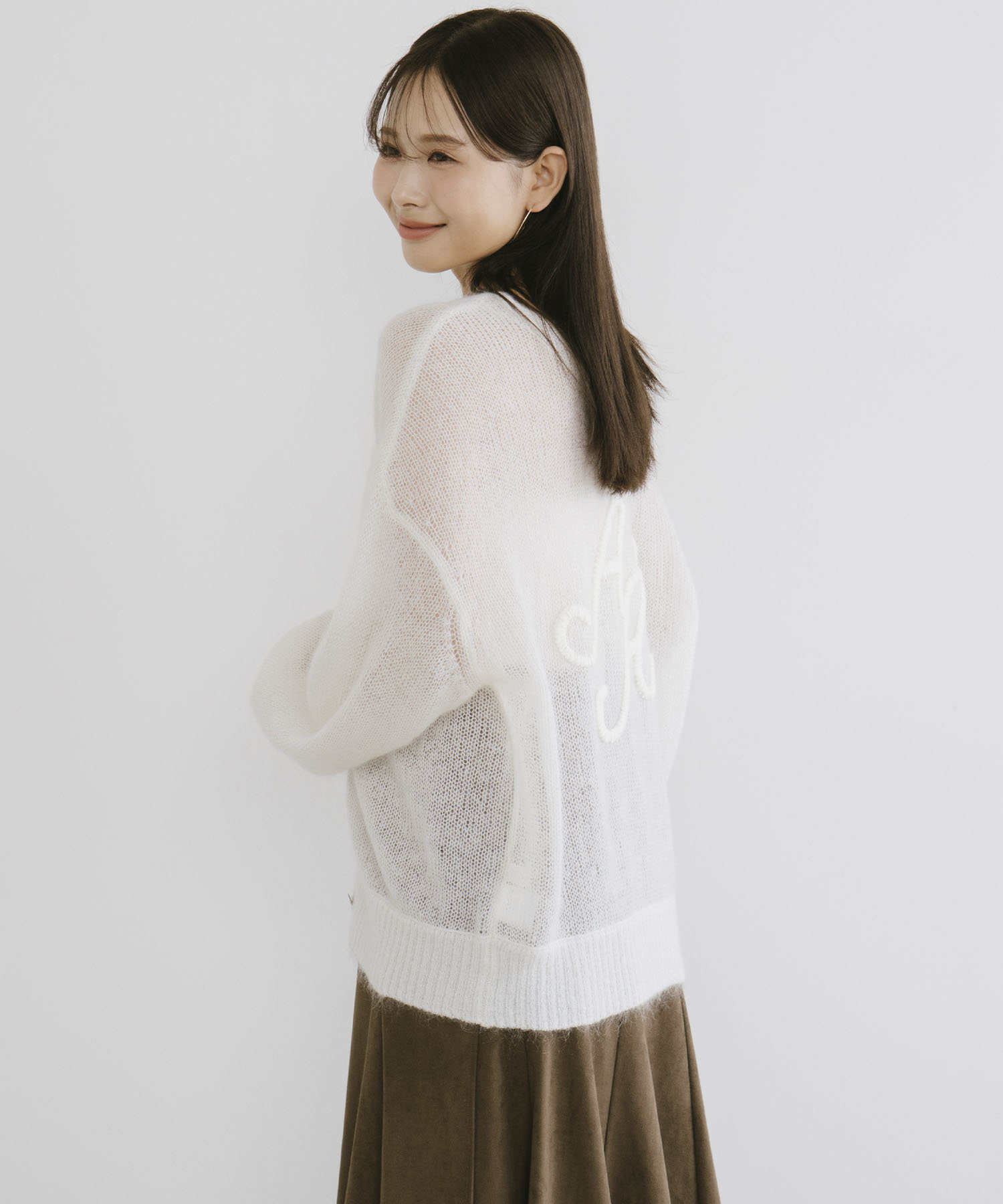 シアーモヘヤロゴ刺繍カーディガン｜PETAL ONLINE（ペタルオンライン）