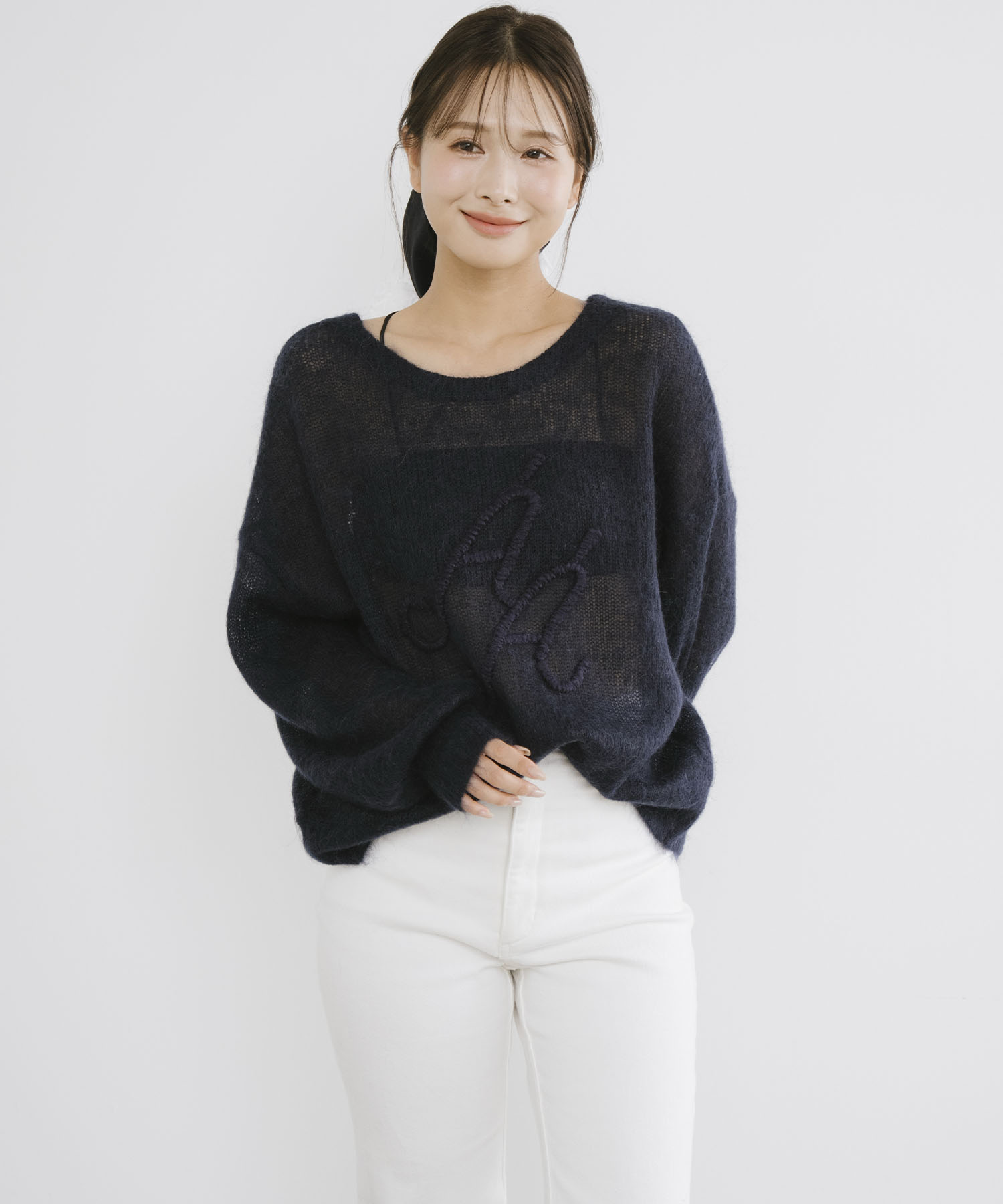 シアーモヘヤロゴ刺繍カーディガン｜PETAL ONLINE（ペタルオンライン）