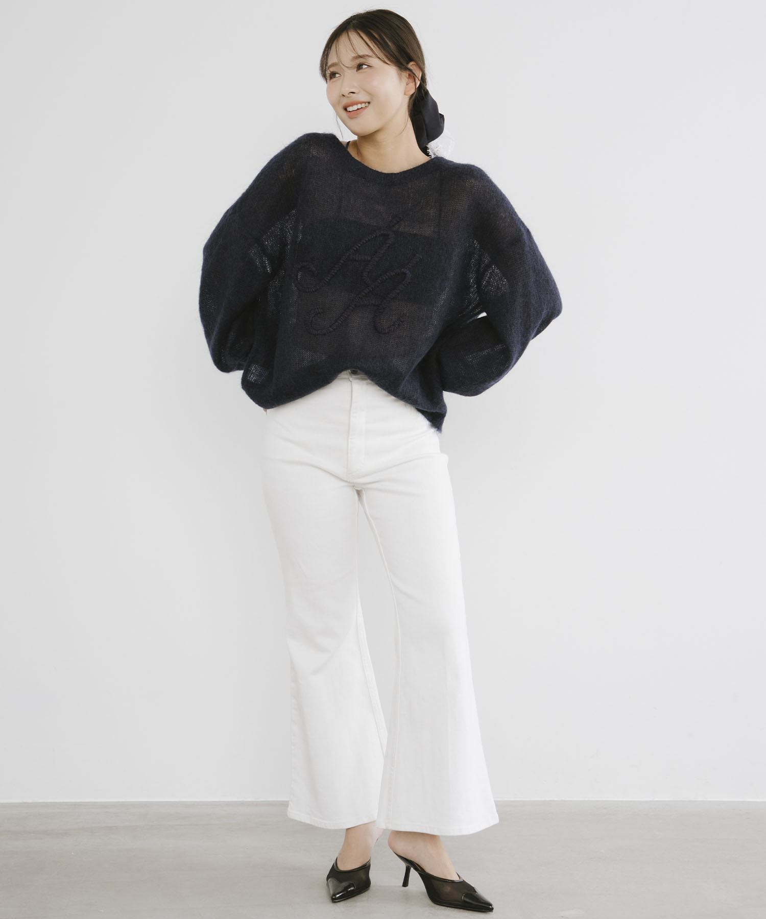 シアーモヘヤロゴ刺繍カーディガン｜PETAL ONLINE（ペタルオンライン）