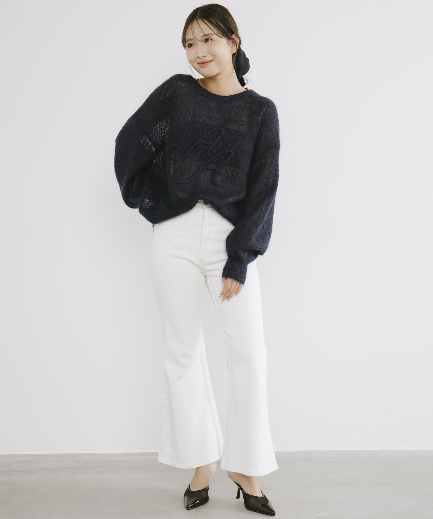 シアーモヘヤロゴ刺繍カーディガン｜PETAL ONLINE（ペタルオンライン）