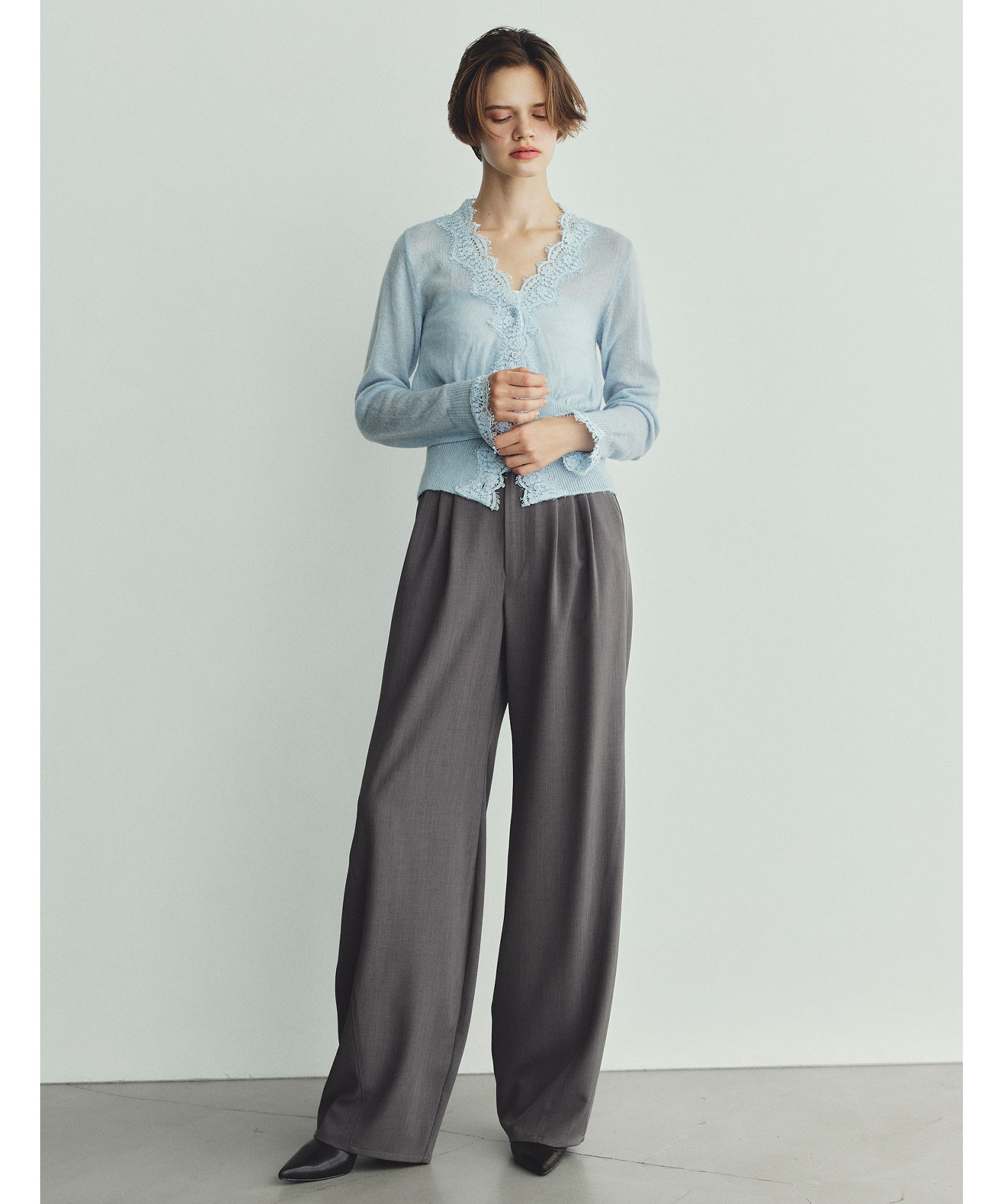 【早い者勝ち】 Aimeine シアーモヘヤレースカーディガン サックス 新品未使用】Aimeine シアーモヘヤレースカーディガン エメイン - メルカリ