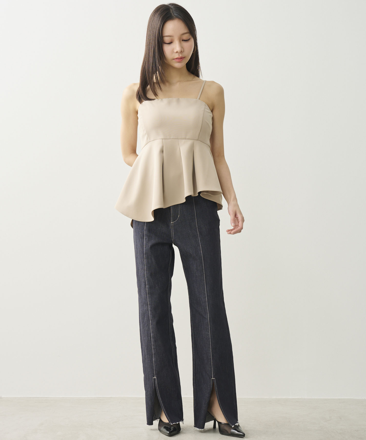 ペプラムキャミ×ワイドパンツセットアップ｜PETAL ONLINE（ペタル