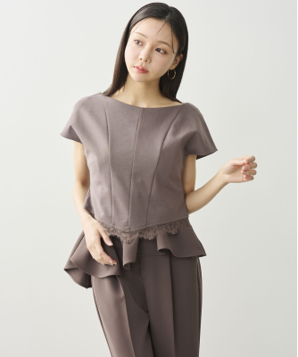 Aimeine レースポインテッドヘムトップス グレー レースポインテッドヘムトップス｜PETAL ONLINE（ペタルオンライン）