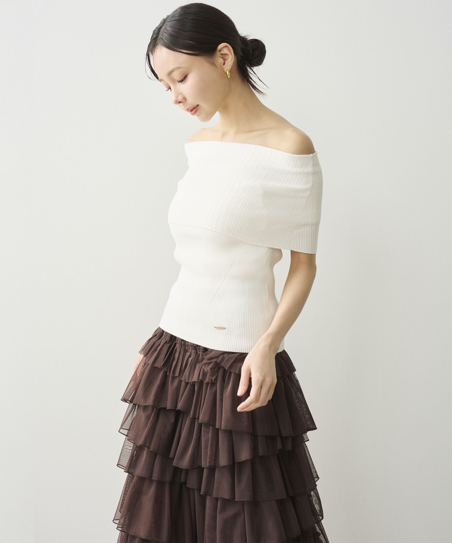 Aimeine リブオフショルニットプルオーバー オフ リブオフショルニットプルオーバー｜PETAL ONLINE（ペタルオンライン）