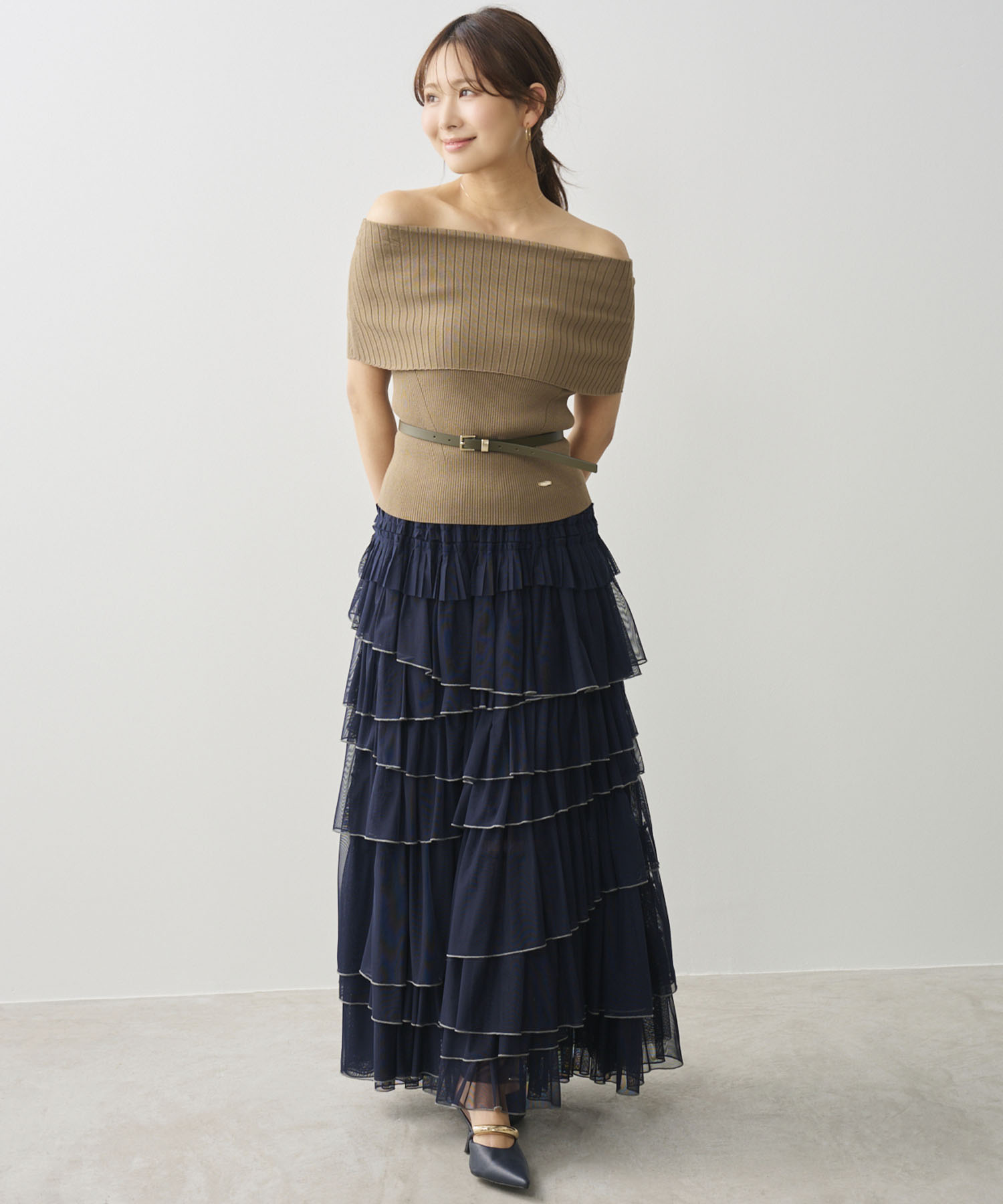 Aimeine リブオフショルニットプルオーバー　新品 リブオフショルニットプルオーバー｜PETAL ONLINE（ペタルオンライン）